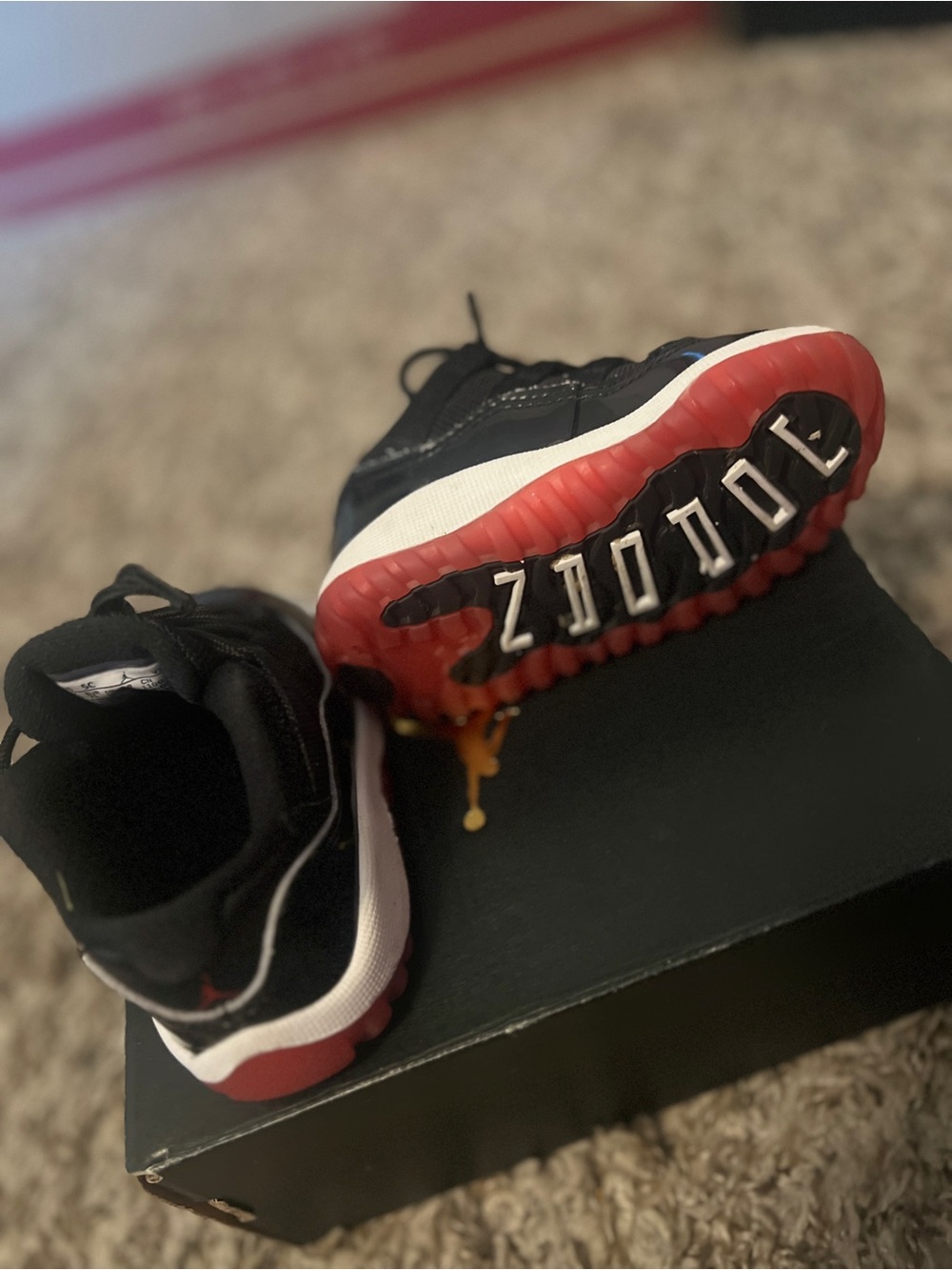 Jordan Kids Black and Red Retro Low Sneakers